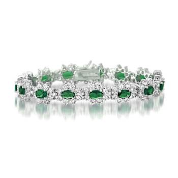 Emerald Color CZ Tennis Bracelet In Sterling Silver