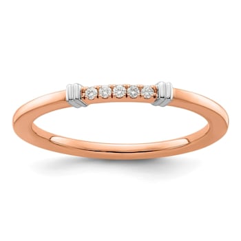 14K Rose and White Gold Two Tone Stackable Expressions Diamond Ring 0.04ctw