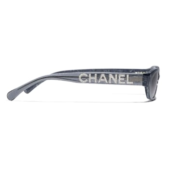 Chanel Transparent Black Gray Frame / Gray Gradient Lens Sunglasses