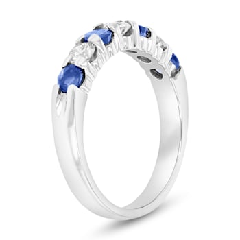 1.00ctw Sapphire and Diamond Wedding Band Ring in 14k White Gold