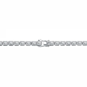 Oval CZ Tennis Bracelet In White Rhodium Over Brass