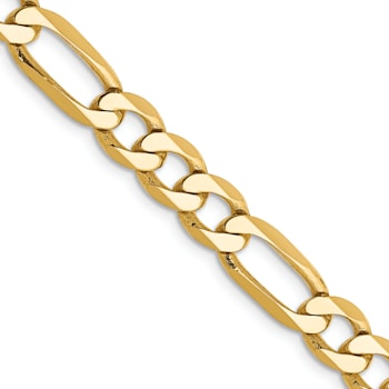 14K Yellow Gold 6.25mm Flat Figaro Chain Necklace