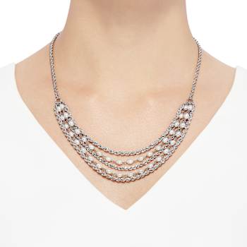 4-4.5mm Round White Freshwater Pearl Sterling Silver Multi-Strand Bib
Style Necklace