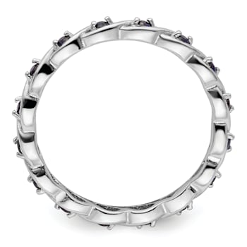 Sterling Silver Stackable Expressions Lab Created Sapphire Ring 0.33ctw