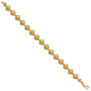 14k Yellow Gold Textured Scallop Shell Link Bracelet