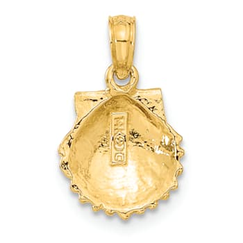 14k Yellow Gold Textured Scallop Shell Pendant