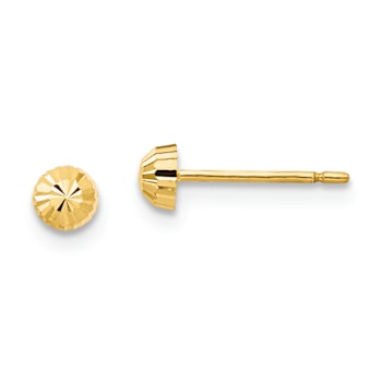 14k Yellow Gold Diamond-cut 3mm Half-Ball Stud Earrings