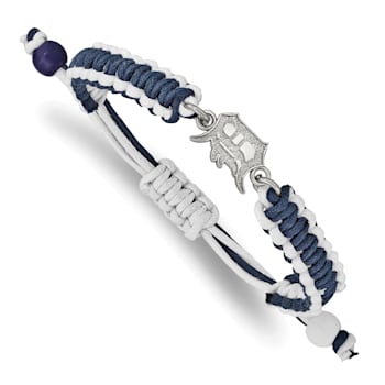 Stainless Steel MLB LogoArt Detroit Tigers Adjustable Cord Bracelet