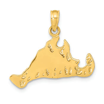 14k Yellow Gold Textured Martha's Vineyard Island Pendant