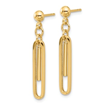 14k Yellow Gold Polished Paperclip Dangle Earrings
