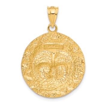 14k Yellow Gold Satin and Textured Sun Pendant
