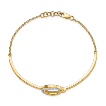 14k Yellow Gold and Rhodium Over 14k Yellow Gold Polished Moon and Star
Diamond Bracelet