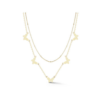 Sterling Statements 14K Yellow Gold Over Sterling Silver Double Layer
Butterfly Charm Necklace