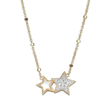 White Cubic Zirconia 18K Yellow Gold Over Sterling Silver Star Necklace 0.15ctw