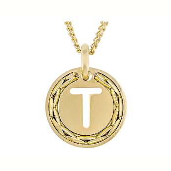 Cardano Initial T Pendant Necklace In 18K Gold Over Bronze