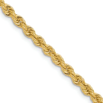 14k Yellow Gold 3.3mm Solid Rope 30 Inch Chain