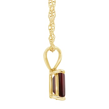 8x6mm Emerald Cut Garnet 14k Yellow Gold Pendant With Chain