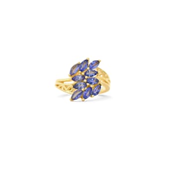 18K Yellow Gold Over Sterling Silver Marquise Tanzanite Ring 1.69ctw