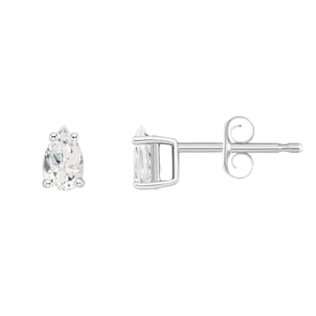 5x3mm Pear Shape White Topaz 14k White Gold Stud Earrings