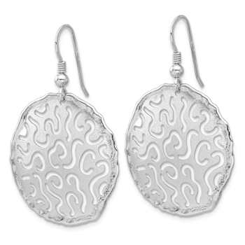 Rhodium Over Sterling Silver Polished and Brushed Earrings