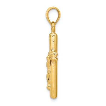 14K Yellow Gold Hollow Crucifix Pendant