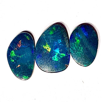 Opal on Ironstone Free-Form Doublet Set of 3 5.30ctw