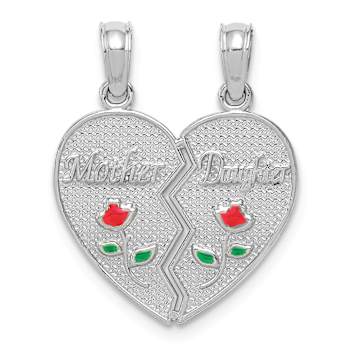 Rhodium Over 14k White Gold Textured Enameled Mother-Daughter
Break-apart Pendant