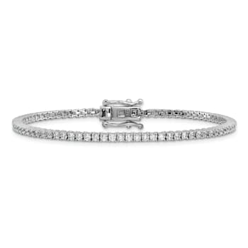 Rhodium Over Sterling Silver Polished Cubic Zirconia Tennis Bracelet