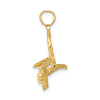 14k Yellow Gold 3D Textured Adirondack Beach Chair Pendant