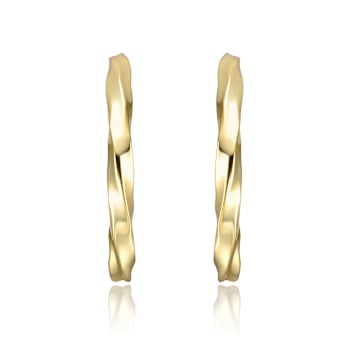 Bright Shine C-Hoop Earrings In 14K Gold Over Brass