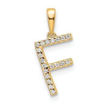 14k Yellow Gold Diamond Letter F Initial Pendant