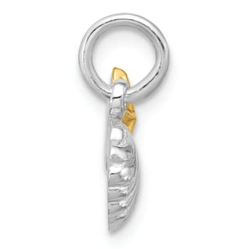 Rhodium Over Sterling Silver Yellow Polished Starfish and Shell Pendant