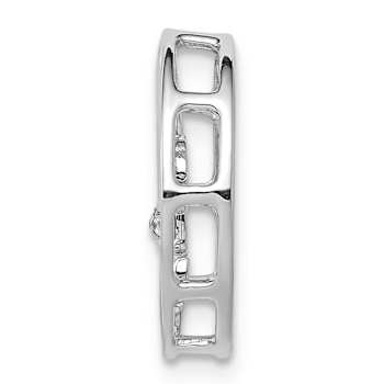 Rhodium Over 14k White Gold Diamond Fleur De Lis Chain Slide Pendant