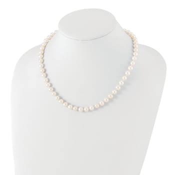Rhodium Over Sterling Silver 7-8mm White Freshwater Pearl Earring
Bracelet Necklace Set