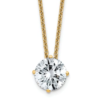 14K Yellow Gold 1.50 ct. 7.5mm Round G H I True Light Moissanite
Solitaire Pendant with Chain