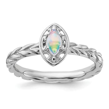 Sterling Silver Stackable Expressions Lab Created Opal Ring