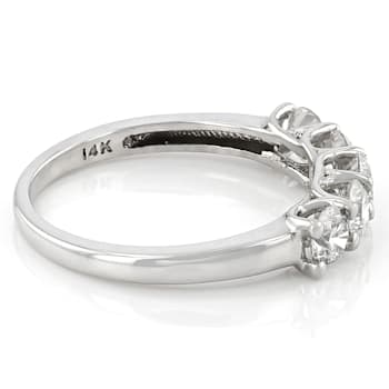Lab-Grown Diamond Five-Stone Band Ring In 14K White Gold 1.00ctw