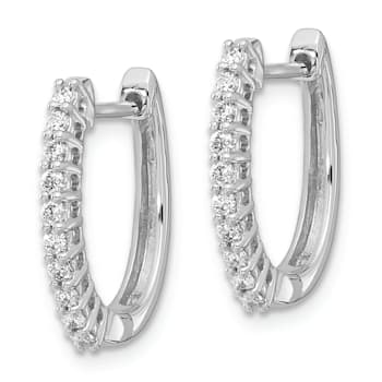 Rhodium Over 14K White Gold Lab Grown Diamond SI1/SI2, G H I, Hinged
Hoop Earrings