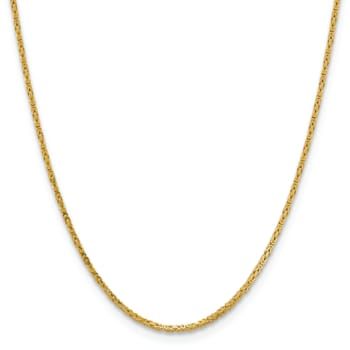 14K Yellow Gold 2mm Byzantine Chain Necklace