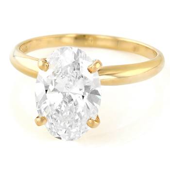 Lab-Grown Diamond Oval Solitaire Ring In 14K Gold 3.00ct
