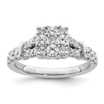 Rhodium Over 14K White Gold Lab Grown Diamond VS/SI GH, Cluster Ring 0.988ctw