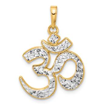14k Two-tone Gold Diamond-Cut OM Pendant