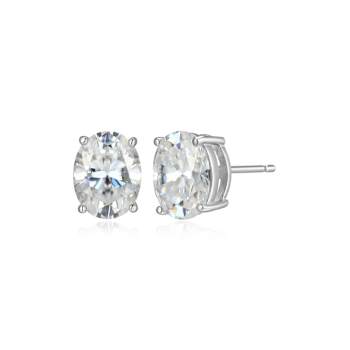 Oval Moissanite Platineve Stud Earrings 4.20ctw DEW