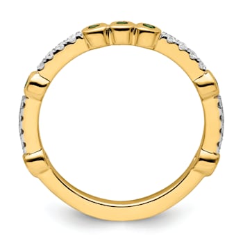 14K Yellow Gold Stackable Expressions Lab Created Emerald and Diamond
Ring 0.16ctw