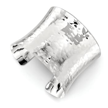 Sterling Silver 49.5mm Hammered Cuff Bracelet