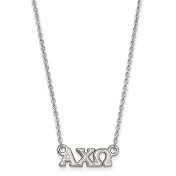 Rhodium Over Sterling Silver LogoArt Alpha Chi Omega Extra Small Pendant Necklace