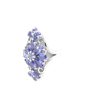 Rhodium Over Sterling Silver Mixed Shape Tanzanite Ring 4.31ctw