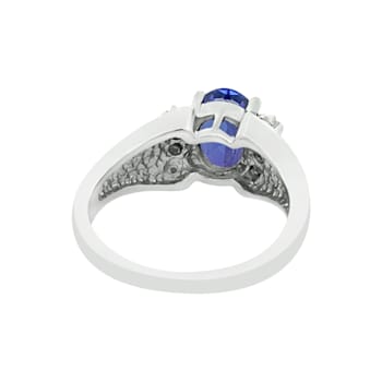 14K White Gold Oval Tanzanite and Diamond Ring, 1.50ctw