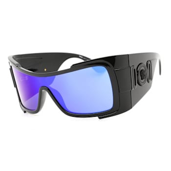 Versace Black Frame / Blue Green Mirrored Lenses Sunglasses