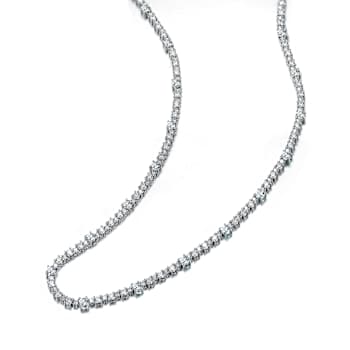 CZ Tennis Necklace In White Gold Over Brass
